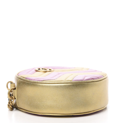Gucci Metallic Nappa Matelasse Heart Mini GG Marmont Round Shoulder Bag Oro Vecchio Rosa 3 of 9