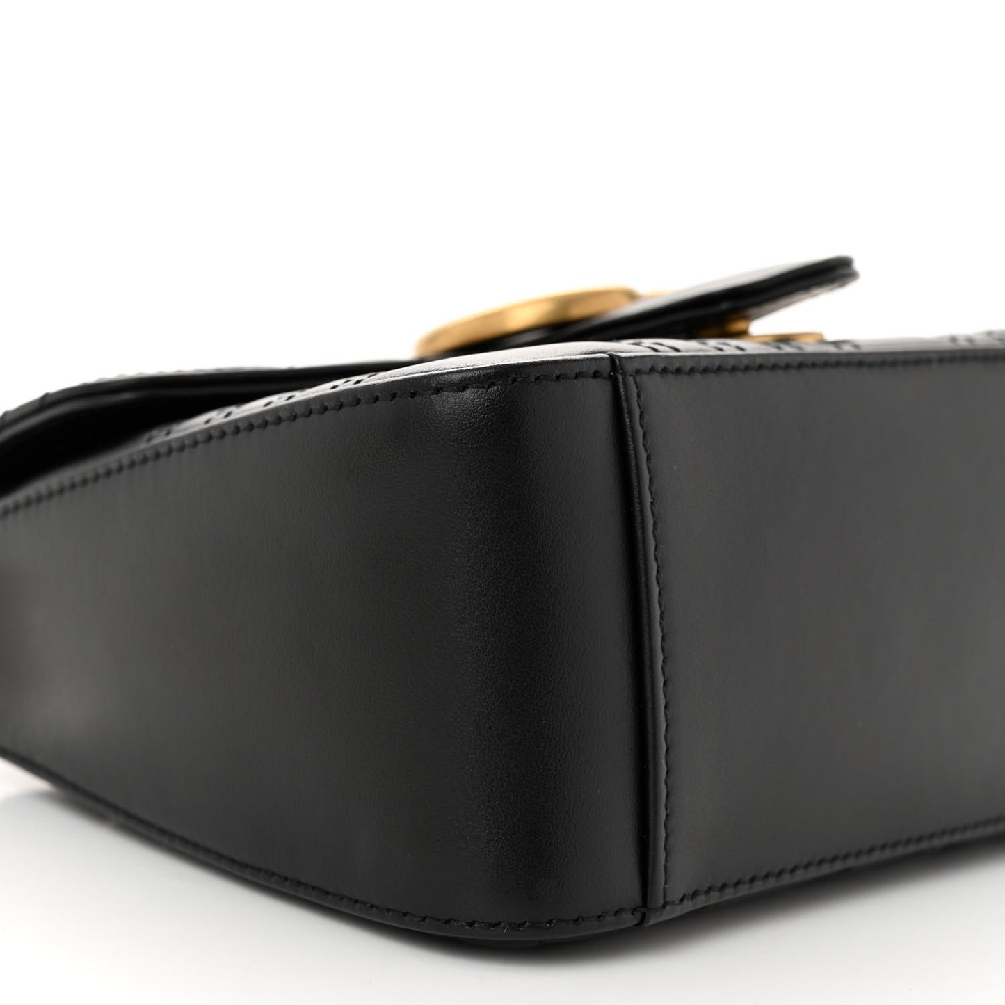 Calfskin Matelasse Mini GG Marmont Top Handle Shoulder Bag Black