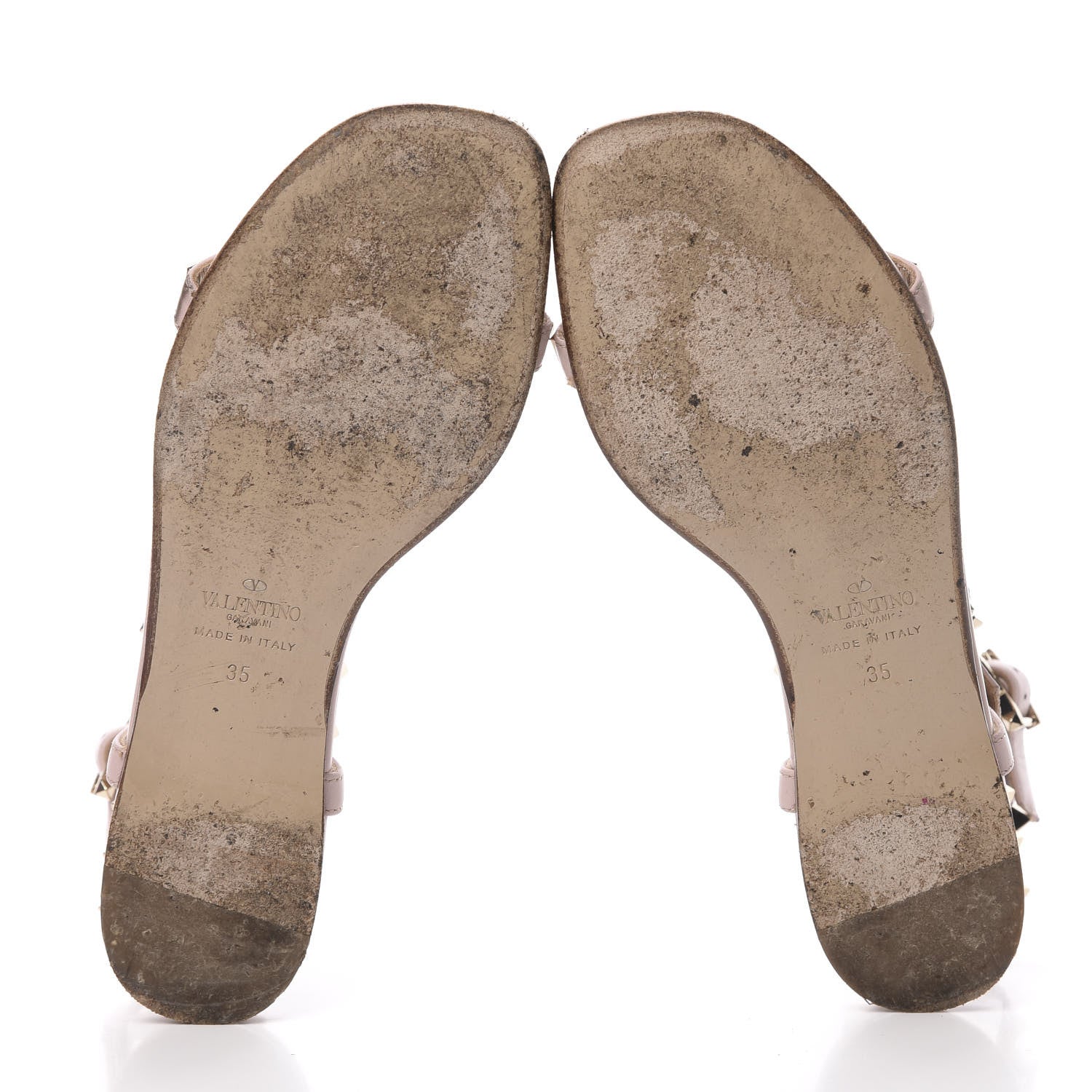 Valentino Garavani Calfskin Rockstud Ankle T-Strap Flat Sandals 35 Water Rose 7 of 16