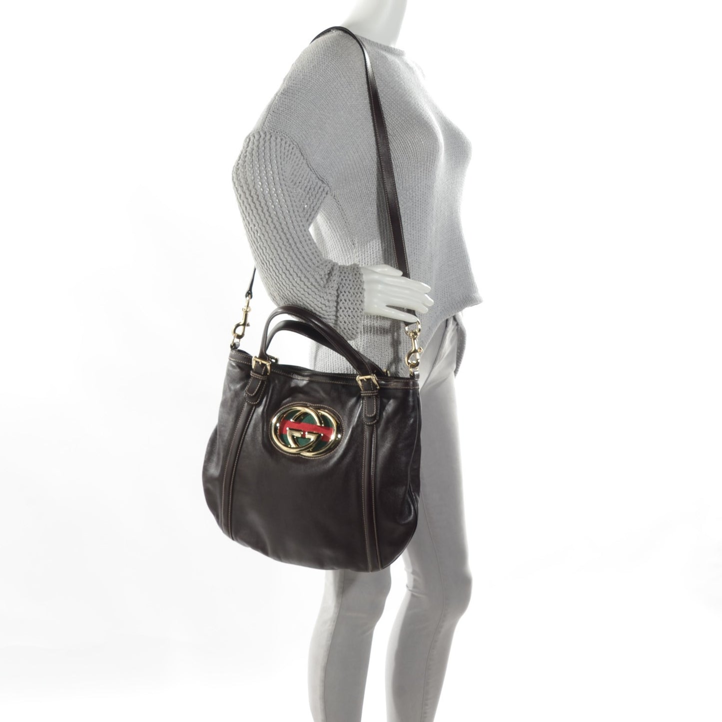 Calfskin Medium Britt Tote Dark Brown