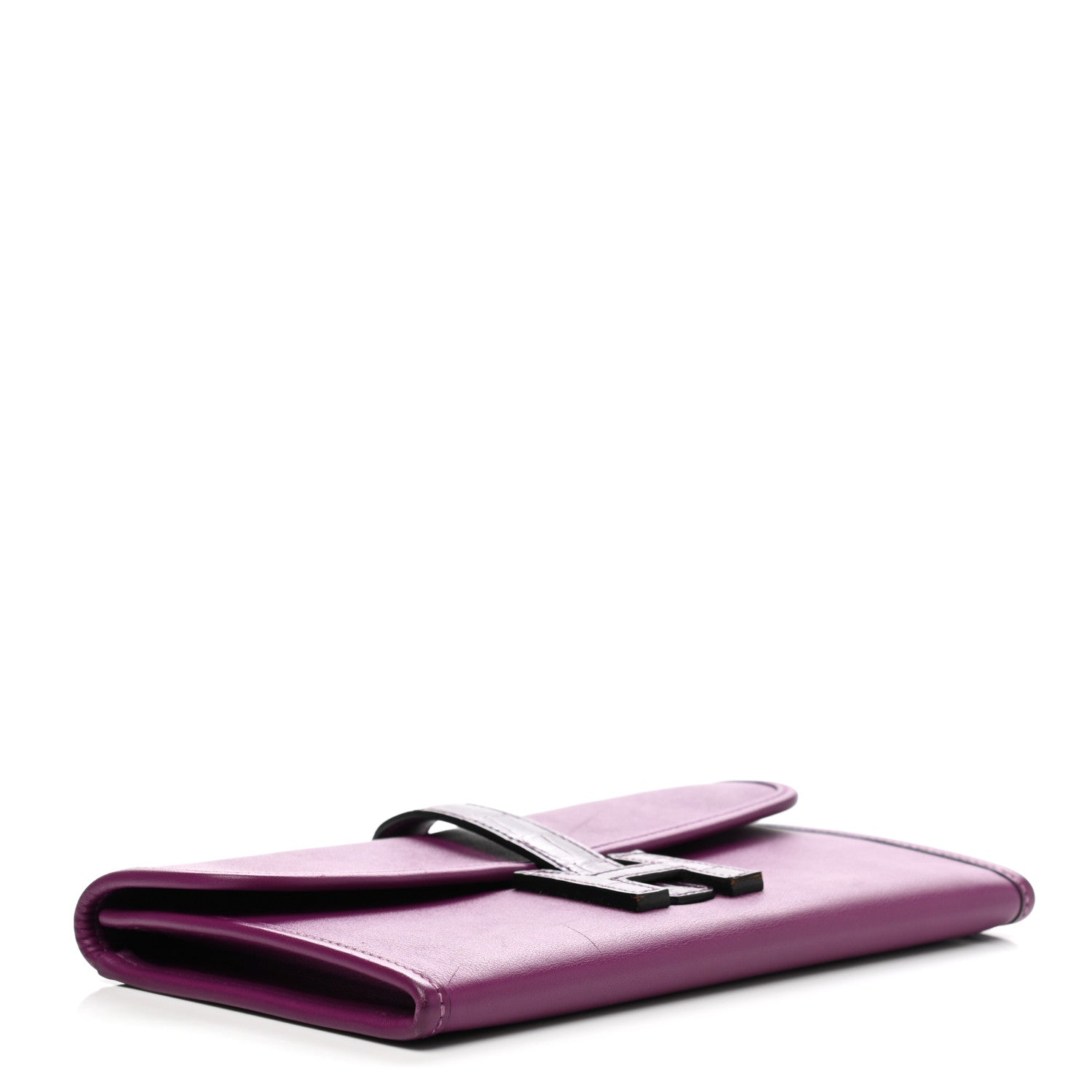 Hermes Swift Shiny Alligator Jige Duo Touch Clutch Anemone 4 of 10