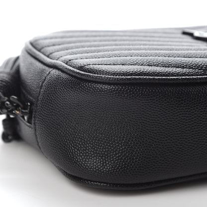 Saint Laurent Grain De Poudre Matelasse Monogram Mini Lou Camera Bag Black 4 of 8