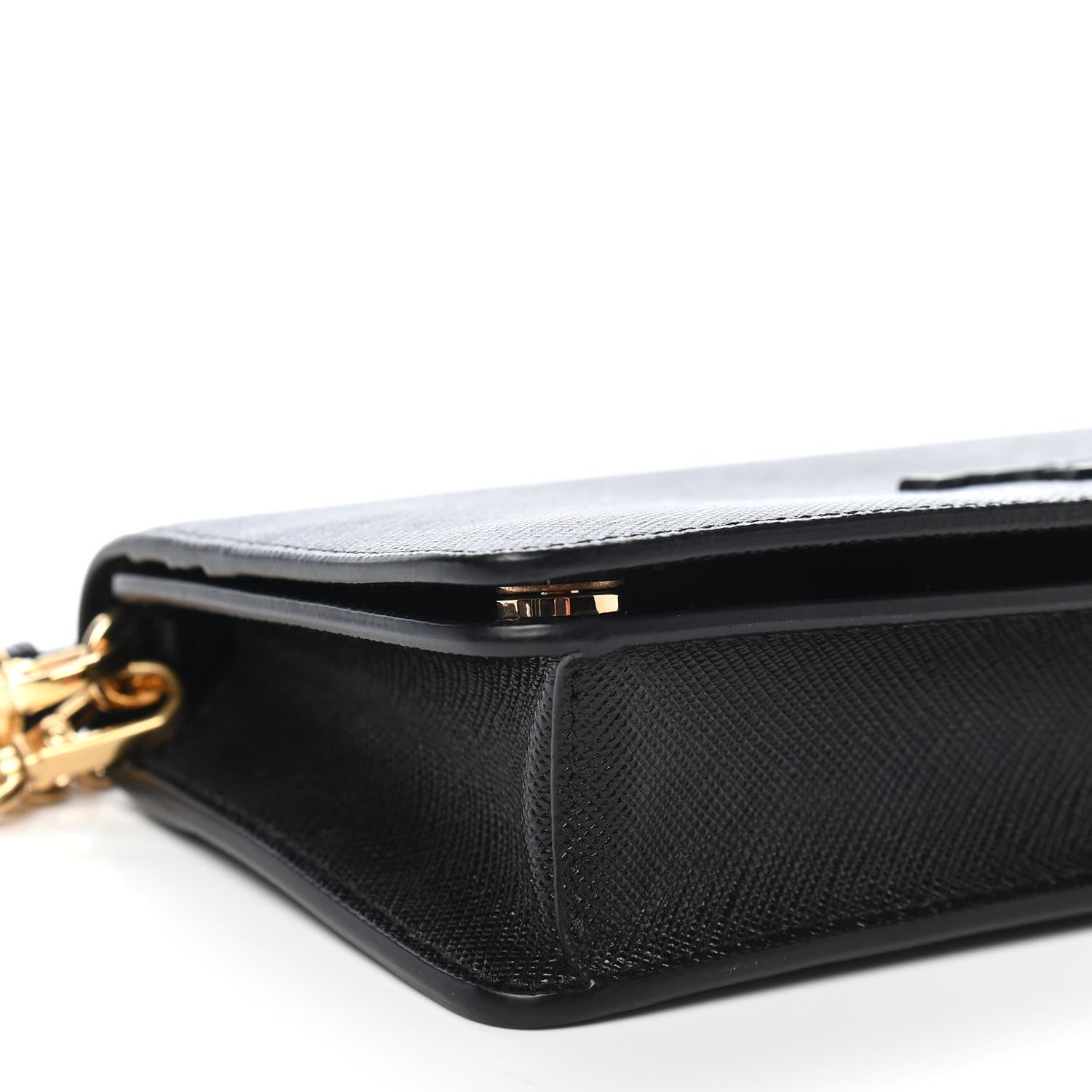 Prada Saffiano Shine Monochrome Chain Wallet Black 7 of 8