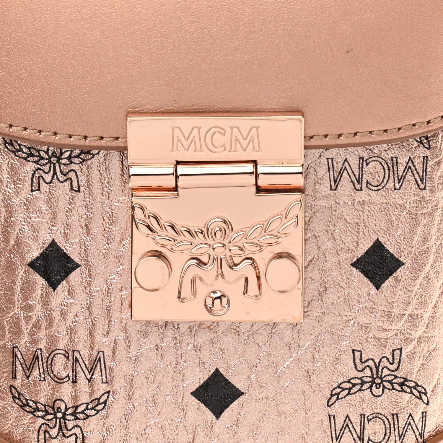 MCM Metallic Visetos Mini Soft Berlin Crossbody Champagne 8 of 12