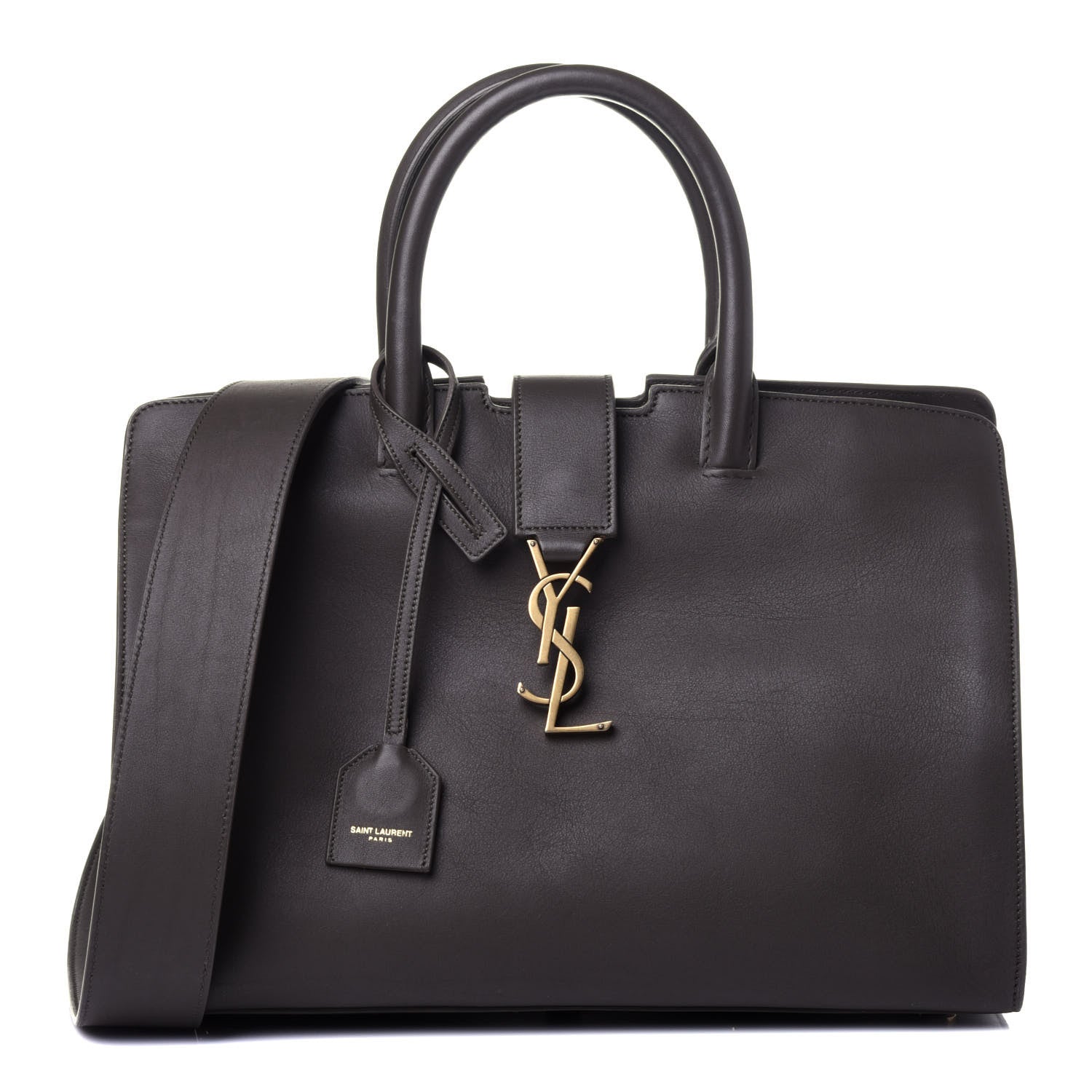 Saint Laurent Calfskin Suede Small Monogram Downtown Cabas Earth 1 of 12