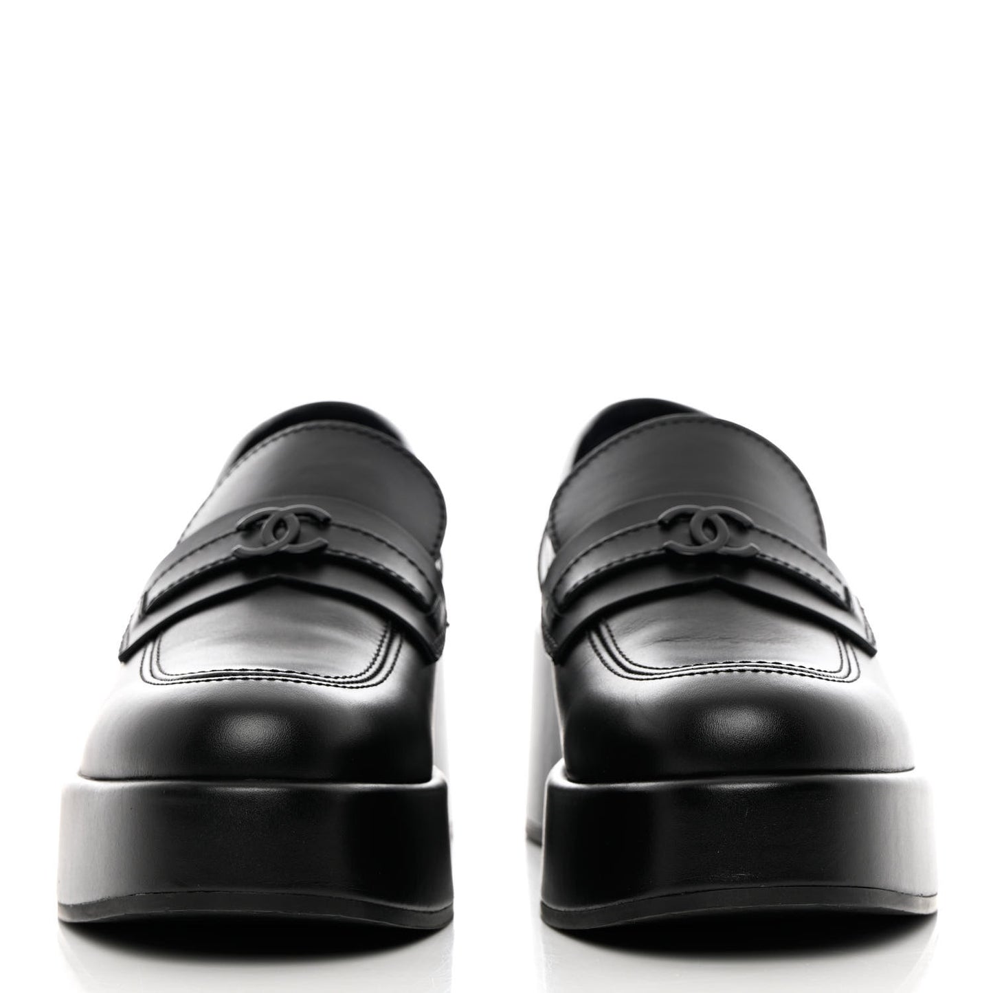 Calfskin CC Platform Loafers 39.5 Black