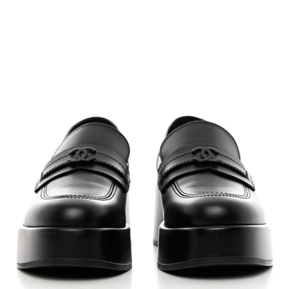 Chanel Calfskin CC Platform Loafers 39.5 Black 2 of 12
