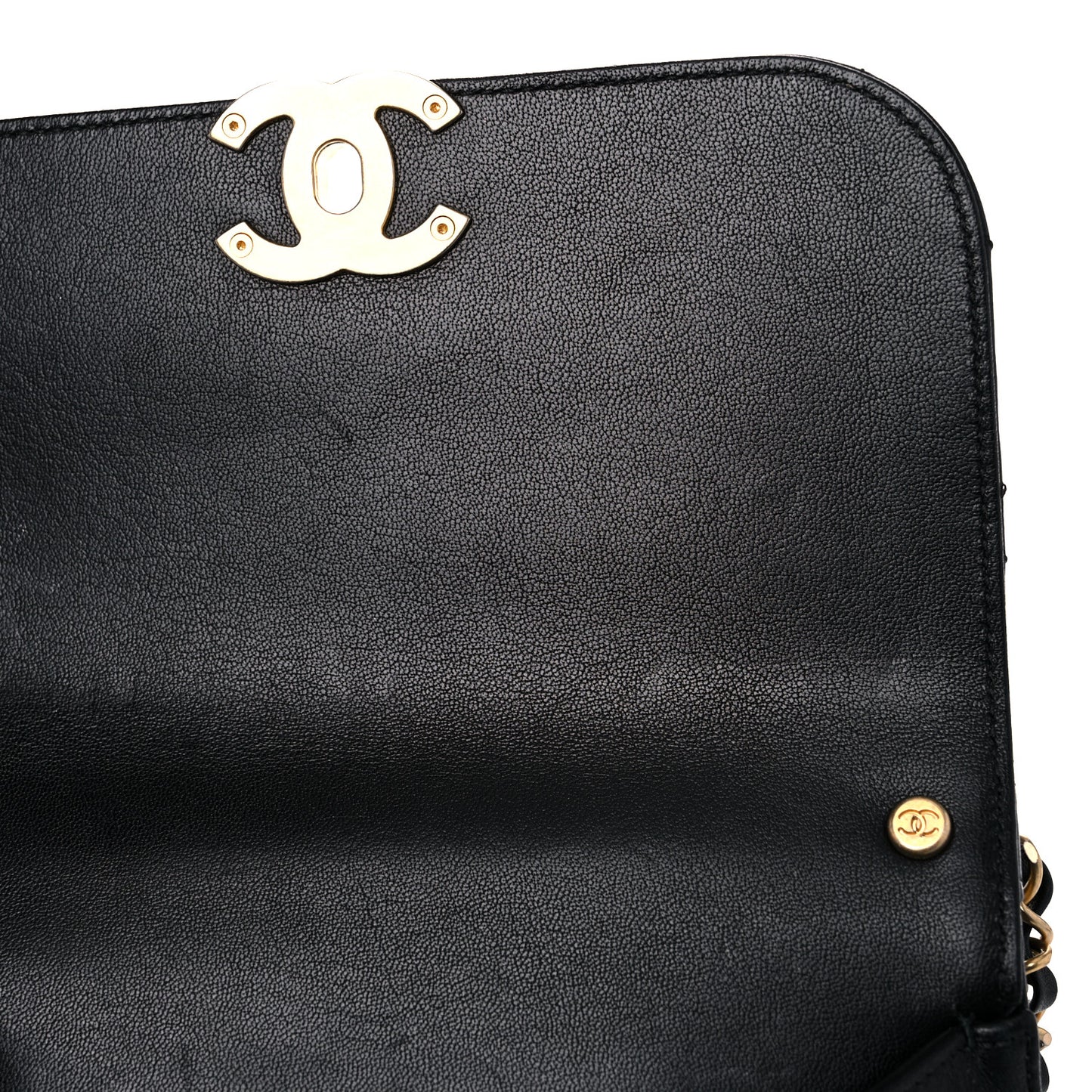 Lambskin Quilted Small Chain Infinity Top Handle Flap Black