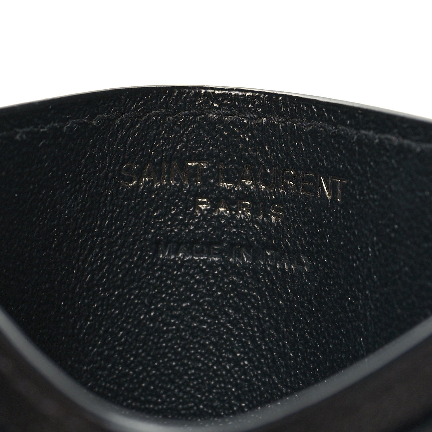 Saint Laurent Grain De Poudre Matelasse Chevron Monochrome Monogram Credit Card Case Black 6 of 9