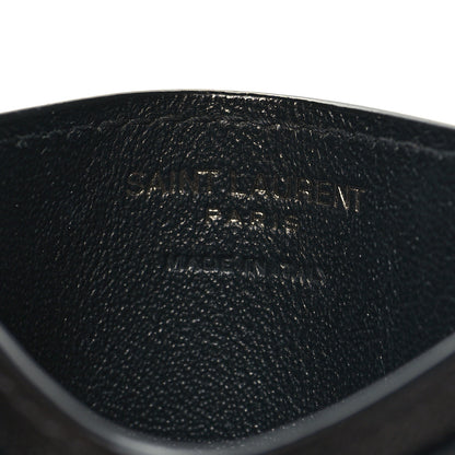 Saint Laurent Grain De Poudre Matelasse Chevron Monochrome Monogram Credit Card Case Black 6 of 9