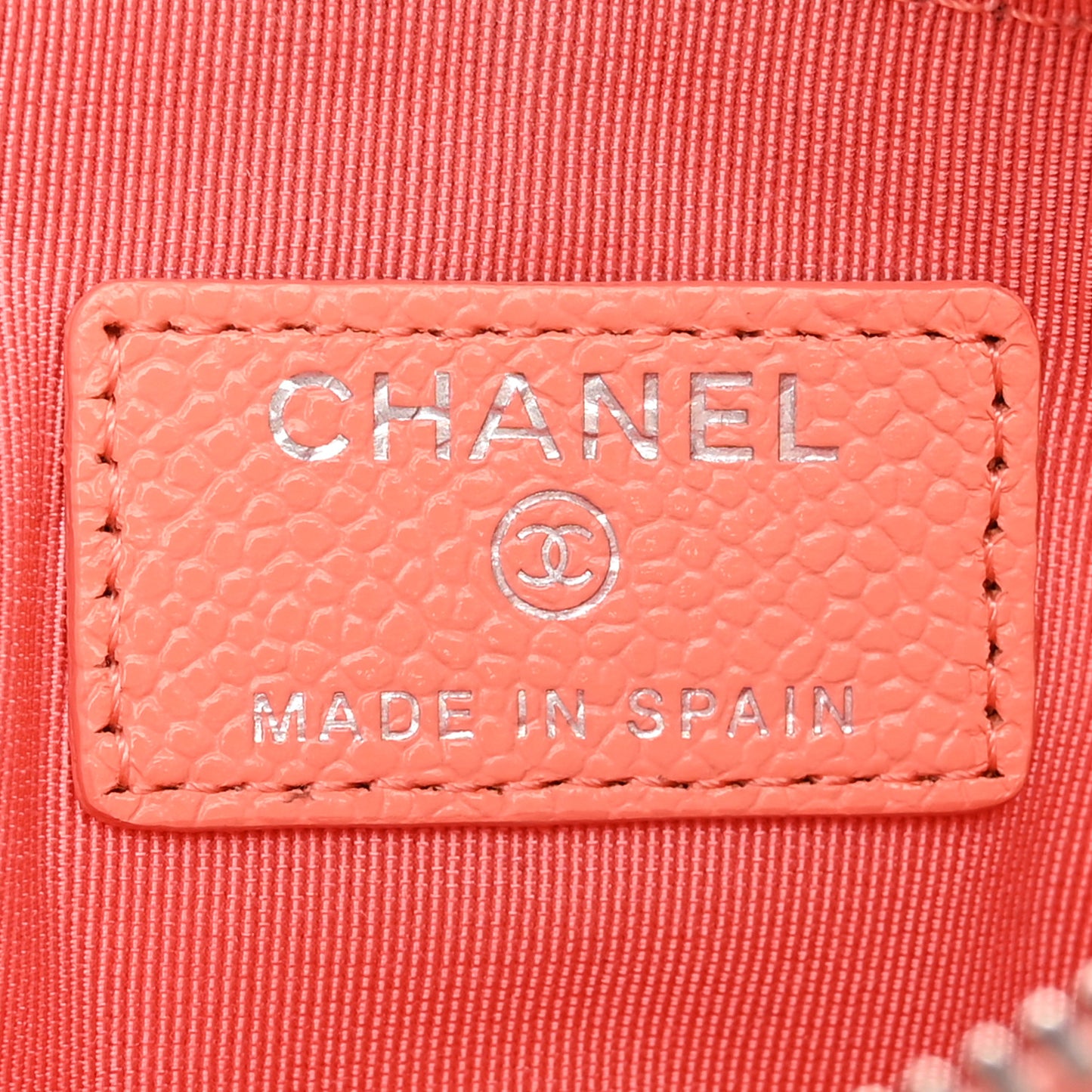 Caviar Quilted Small Cosmetic Case Coral