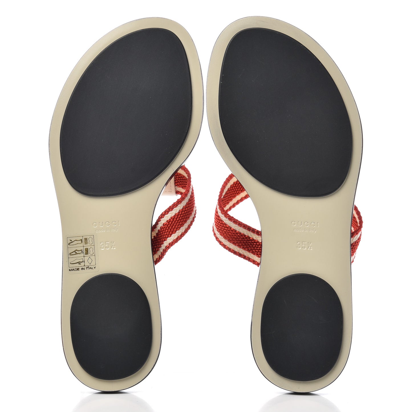 Guccissima Web Interlocking G Womens Thong Sandals 35.5 Mystic White Tabasco Red