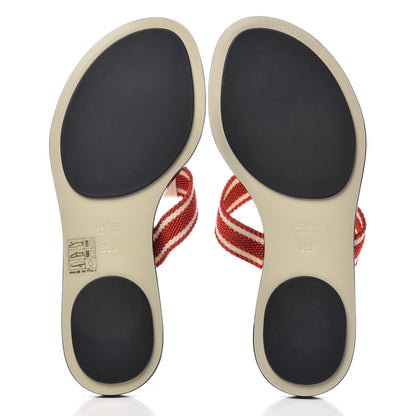 Gucci Guccissima Web Interlocking G Womens Thong Sandals 35.5 Mystic White Tabasco Red 6 of 10