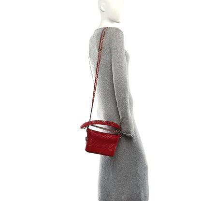 Chanel Aged Calfskin Quilted Small Gabrielle Logo Hobo Red 2 of 11
