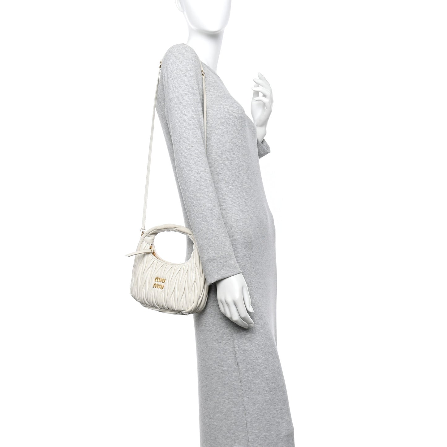 Nappa Matelasse Small Wander Hobo White