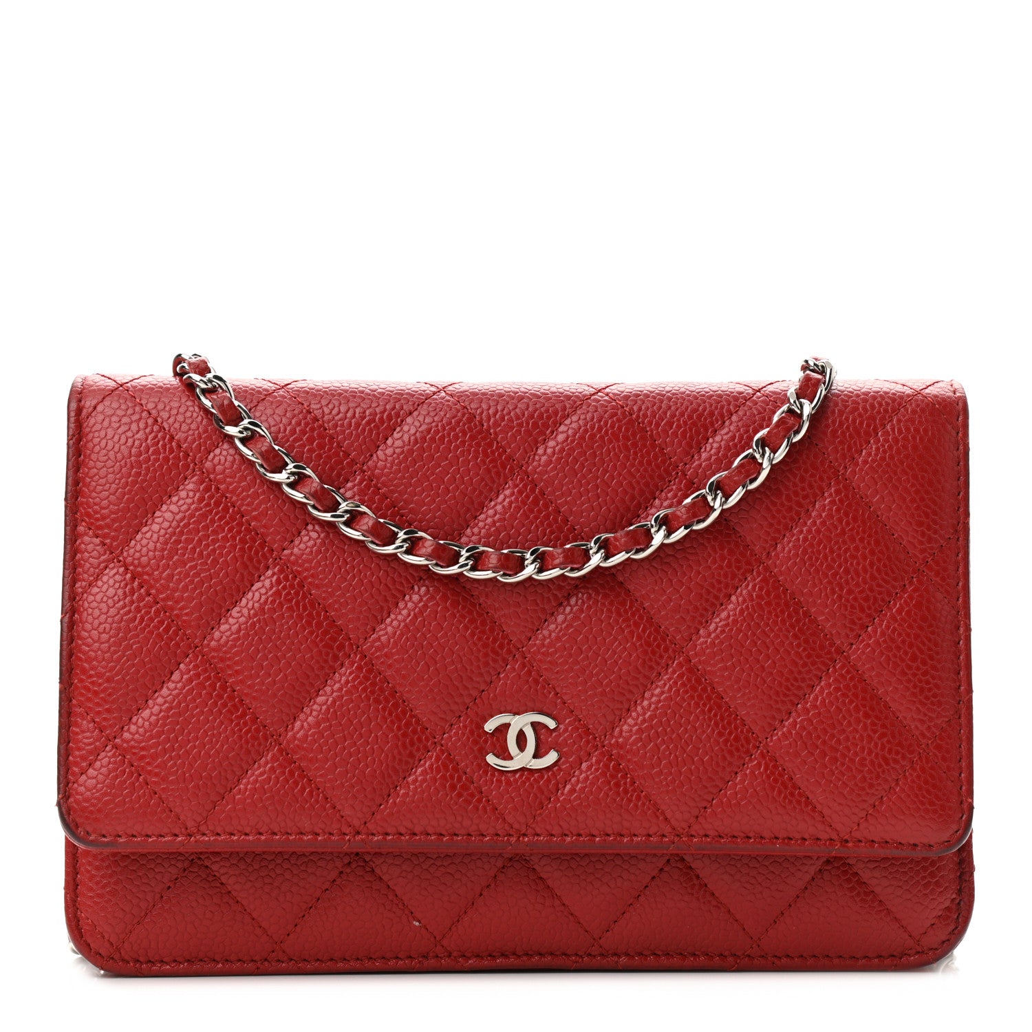 Chanel Caviar Quilted Wallet On Chain WOC Red 1 of 11