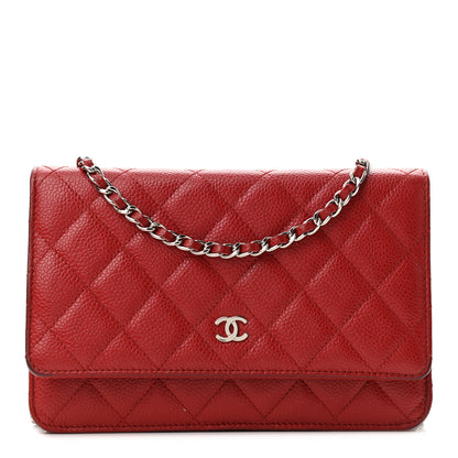 Chanel Caviar Quilted Wallet On Chain WOC Red 1 of 11