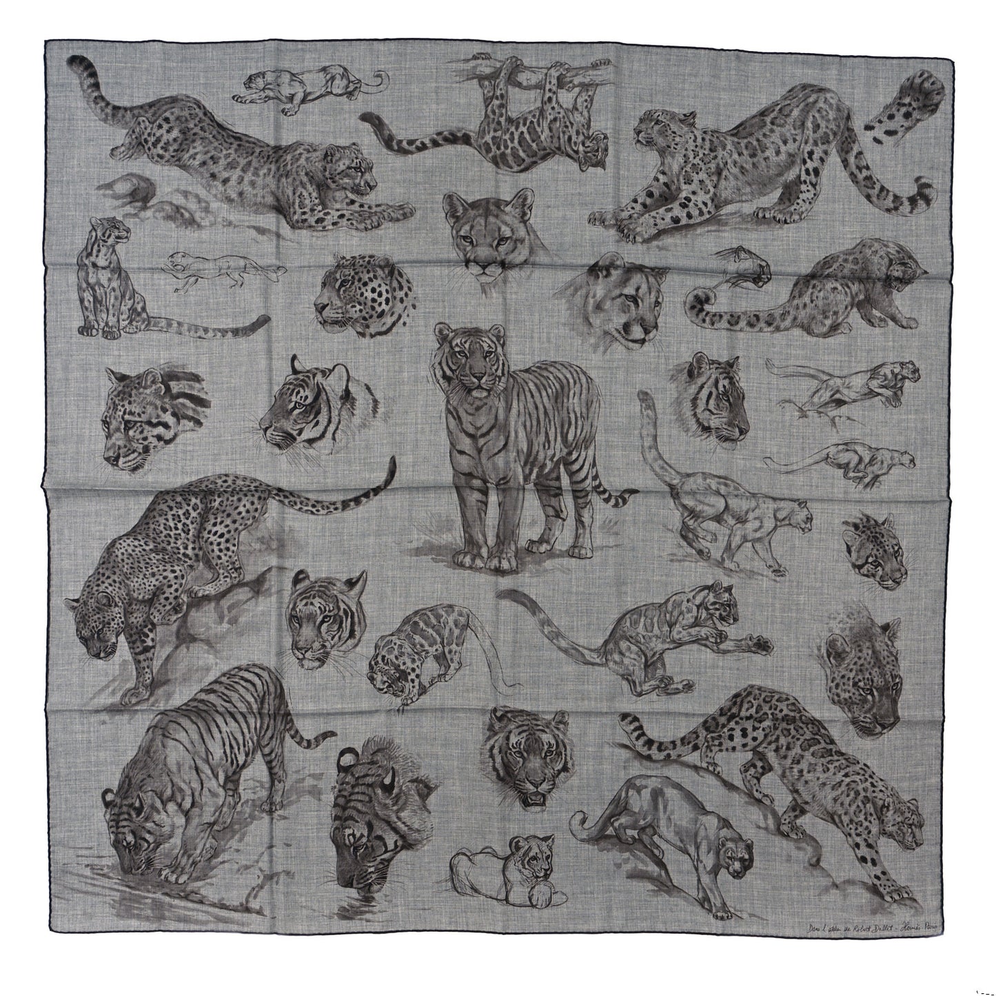 Cashmere Silk Dans L'atelier Shawl 140 Gris Flanelle Anthracite Gris