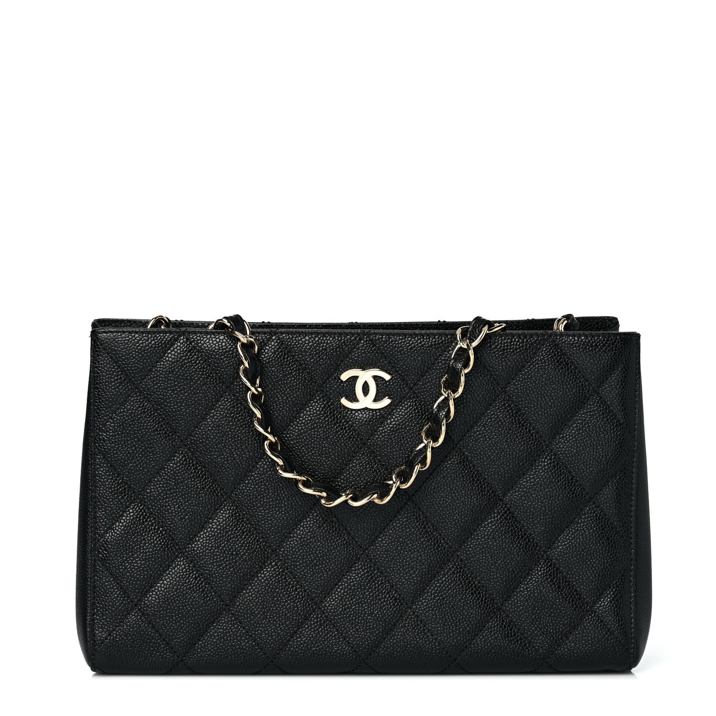 Caviar Quilted Small Tote Black