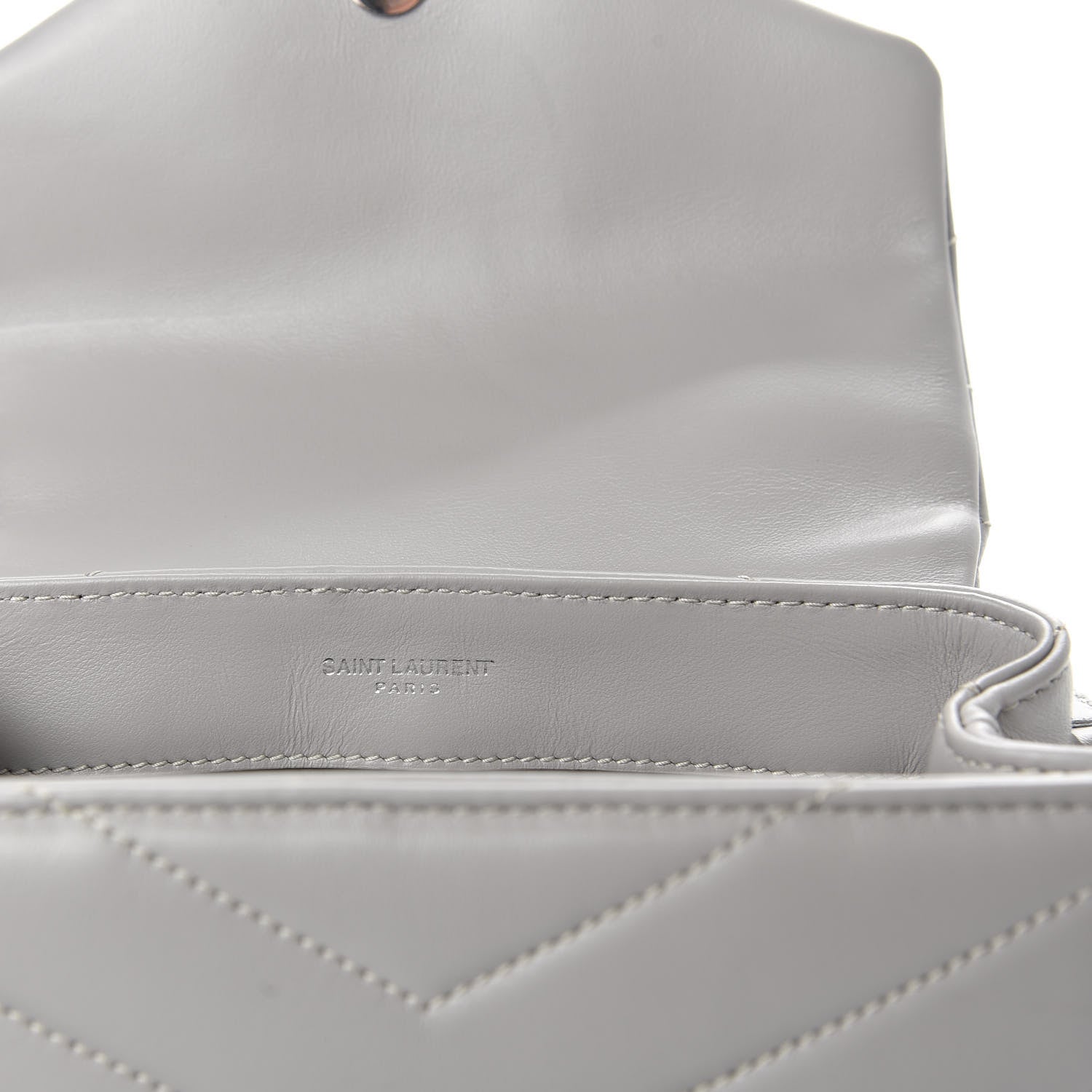 Saint Laurent Calfskin Y Quilted Monogram Toy Loulou Satchel Granite 6 of 9