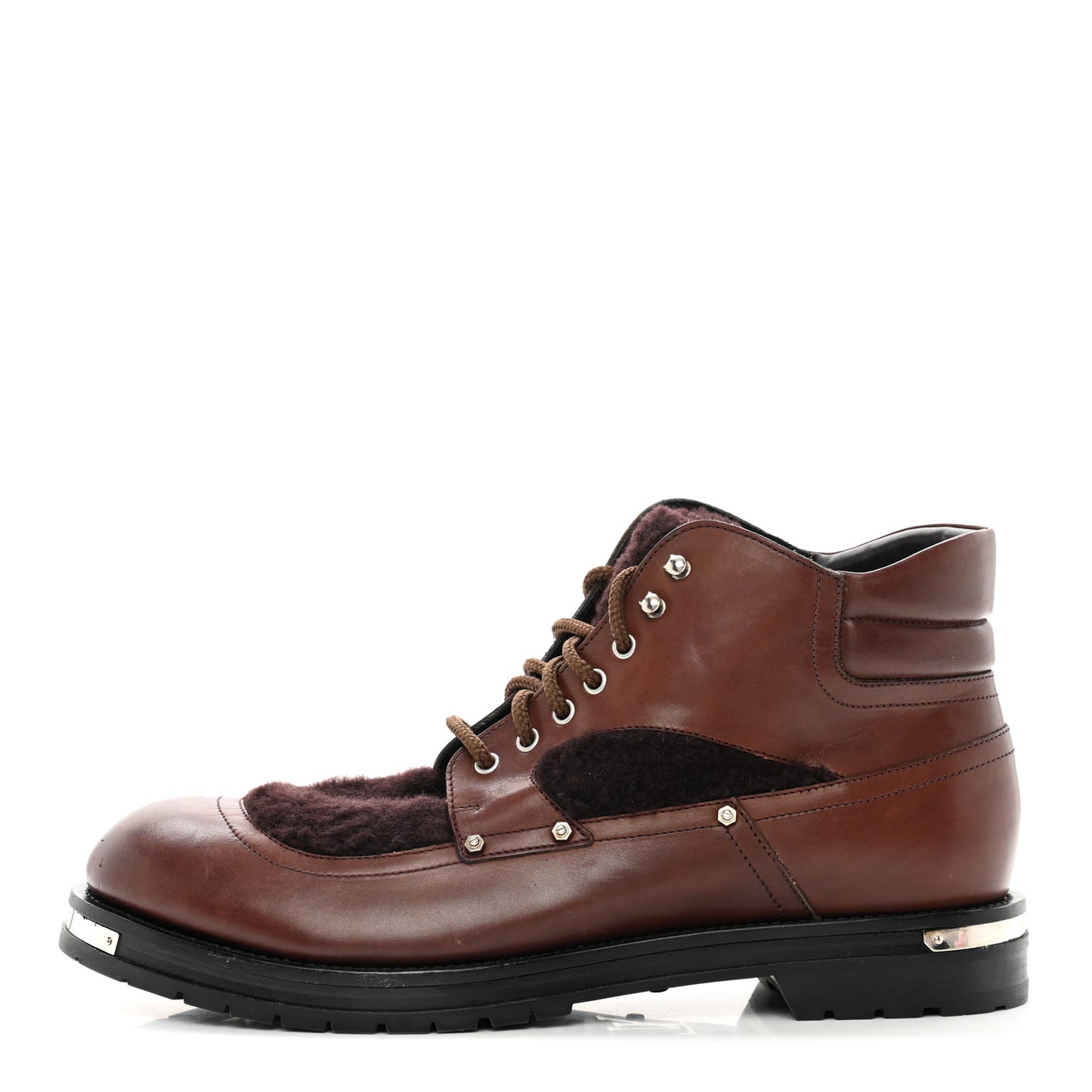 Calfskin Sherpa Mens Ankle Boots 10 Brown
