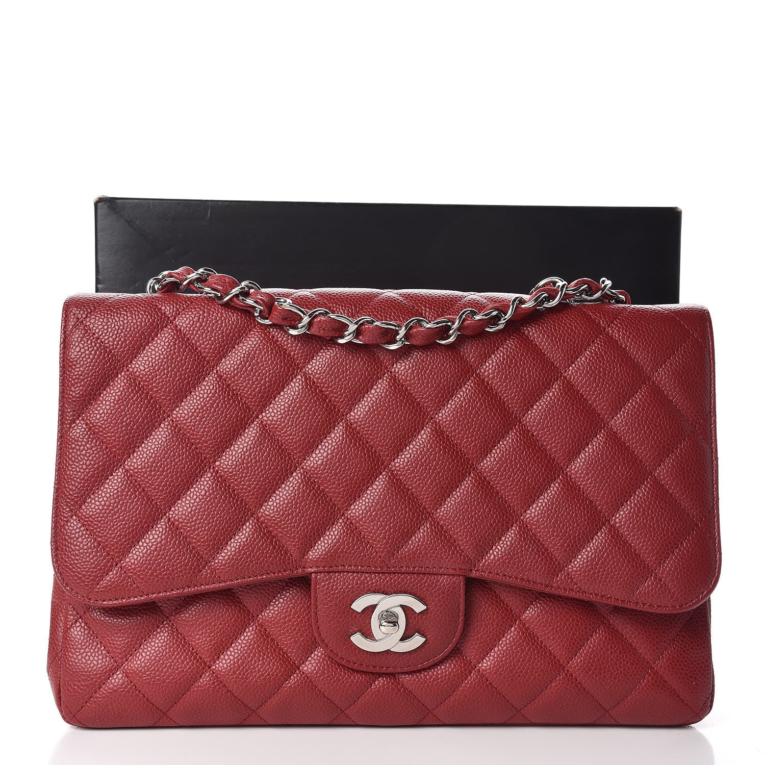 Chanel Caviar Quilted Jumbo Single Flap Red 12 of 12
