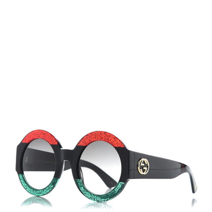 Gucci Acetate Round GG0084S Sunglasses Black Red Green 1 of 7