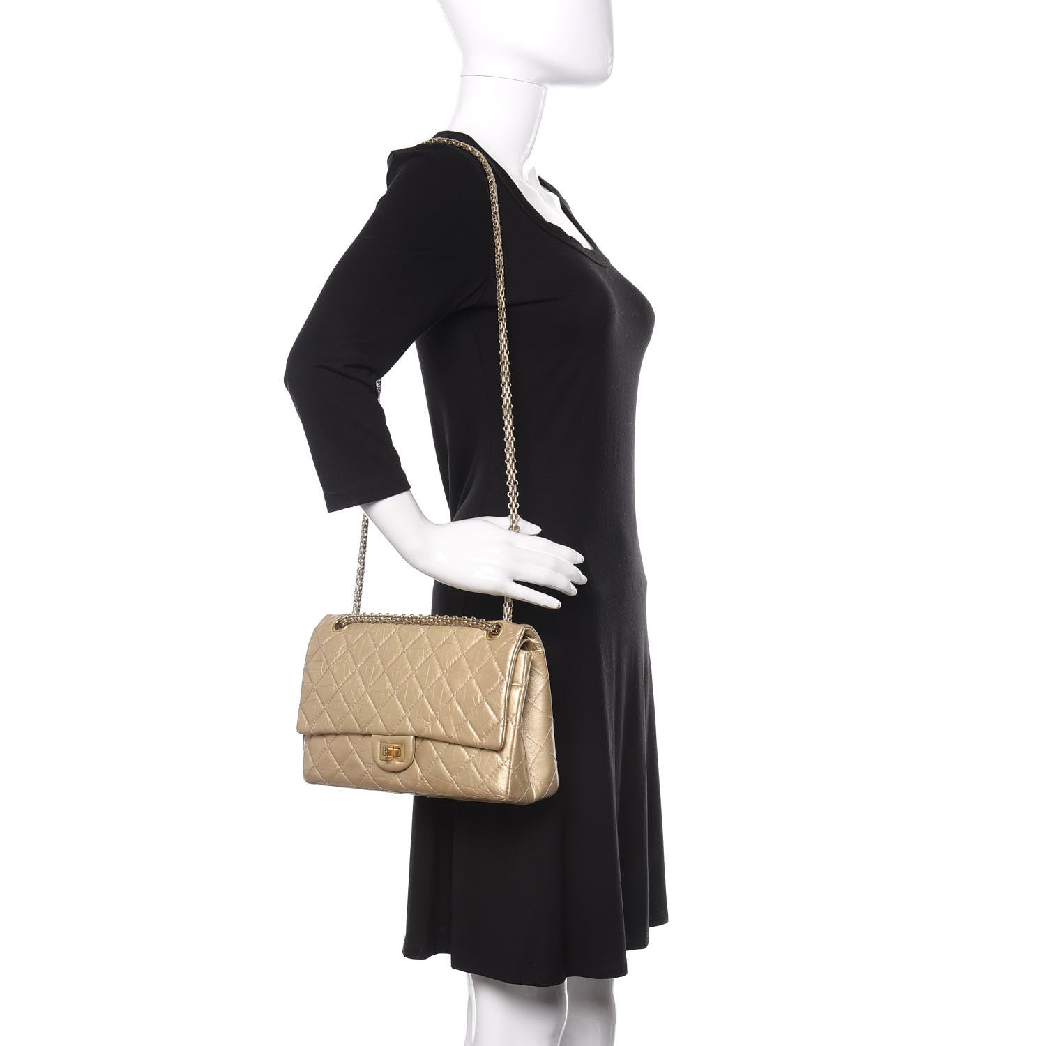 Chanel Metallic Aged Calfskin Quilted 2.55 Reissue 226 Flap Pale Gold 2 of 17