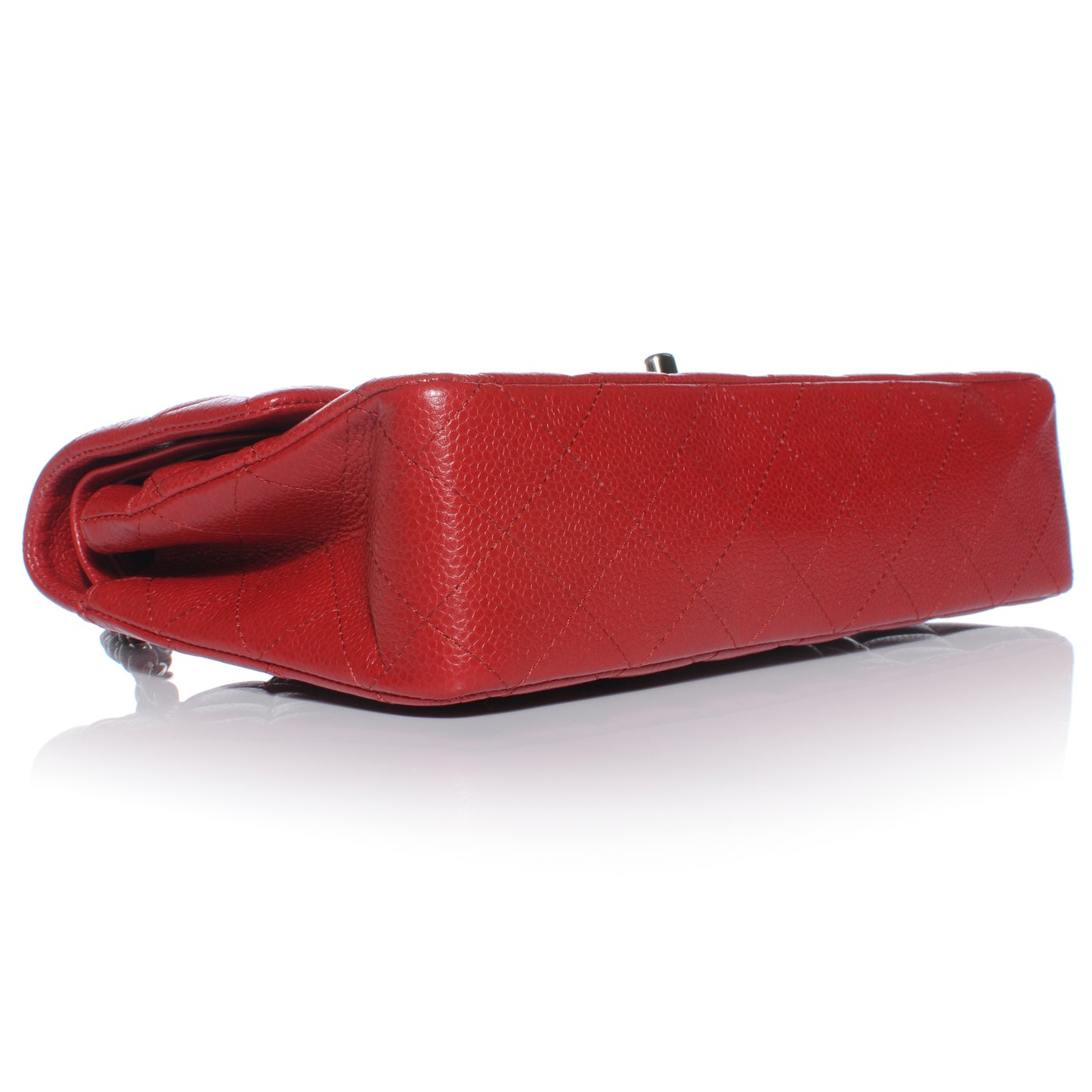 Caviar Quilted Medium Double Flap Red