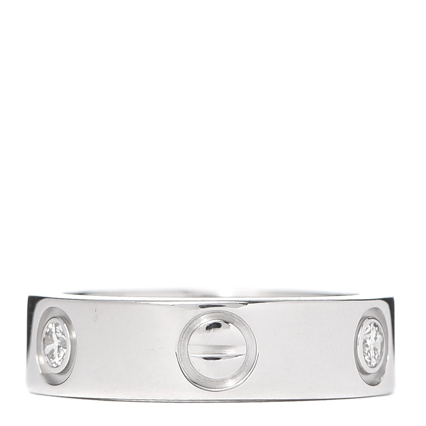 18K White Gold 3 Diamond 5.5mm LOVE Ring 51 5.75