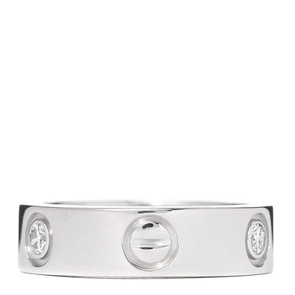 Cartier 18K White Gold 3 Diamond 5.5mm LOVE Ring 51 5.75 3 of 4