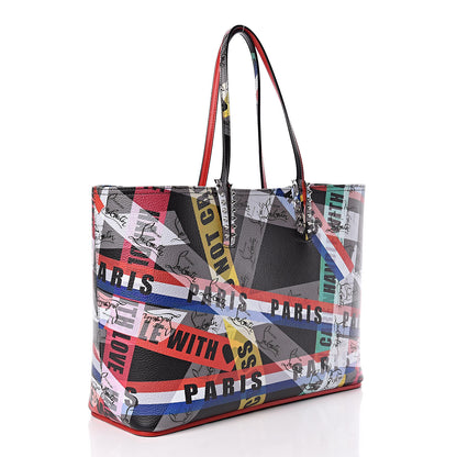 Christian Louboutin Calfskin Loubiballage Spikes East West Cabata Tote Black Multicolor 4 of 10