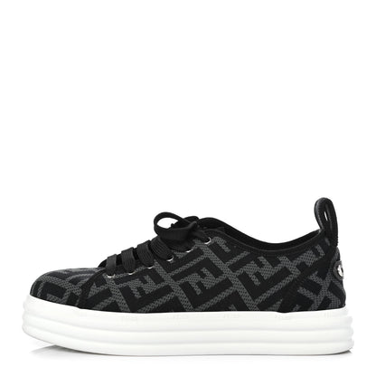 Fendi Fabric FF Micro-Perforated Rise Low Top Sneakers 37.5 Charcoal Black 1 of 4