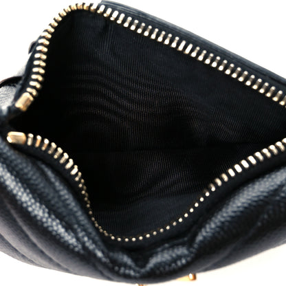 Saint Laurent Grain De Poudre Matelasse Chevron Monogram Compact Wallet Black 10 of 20