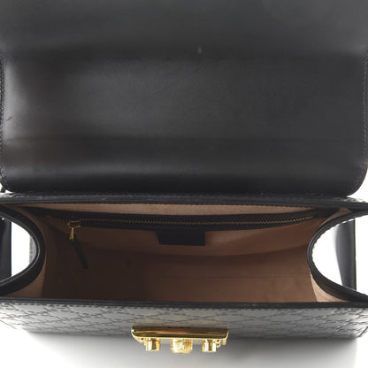 Gucci Guccissima Signature Small Padlock Top Handle Bag Black 5 of 10