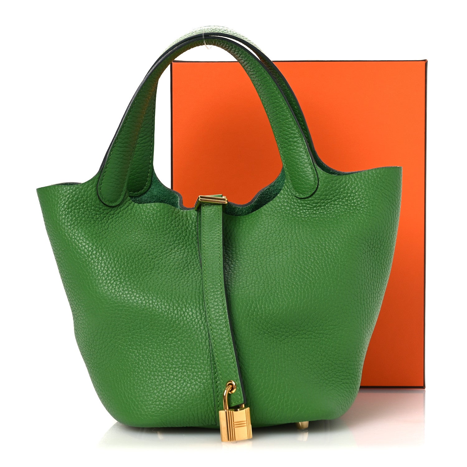 Hermes Taurillon Clemence Picotin Lock 18 PM Vert Yucca 12 of 12
