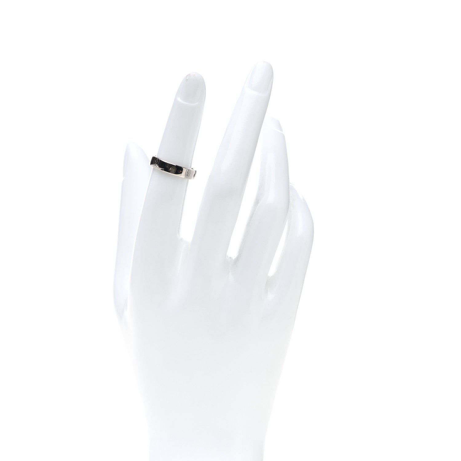 Cartier 18K White Gold 4mm Happy Birthday Band Ring 49 4.75 2 of 5
