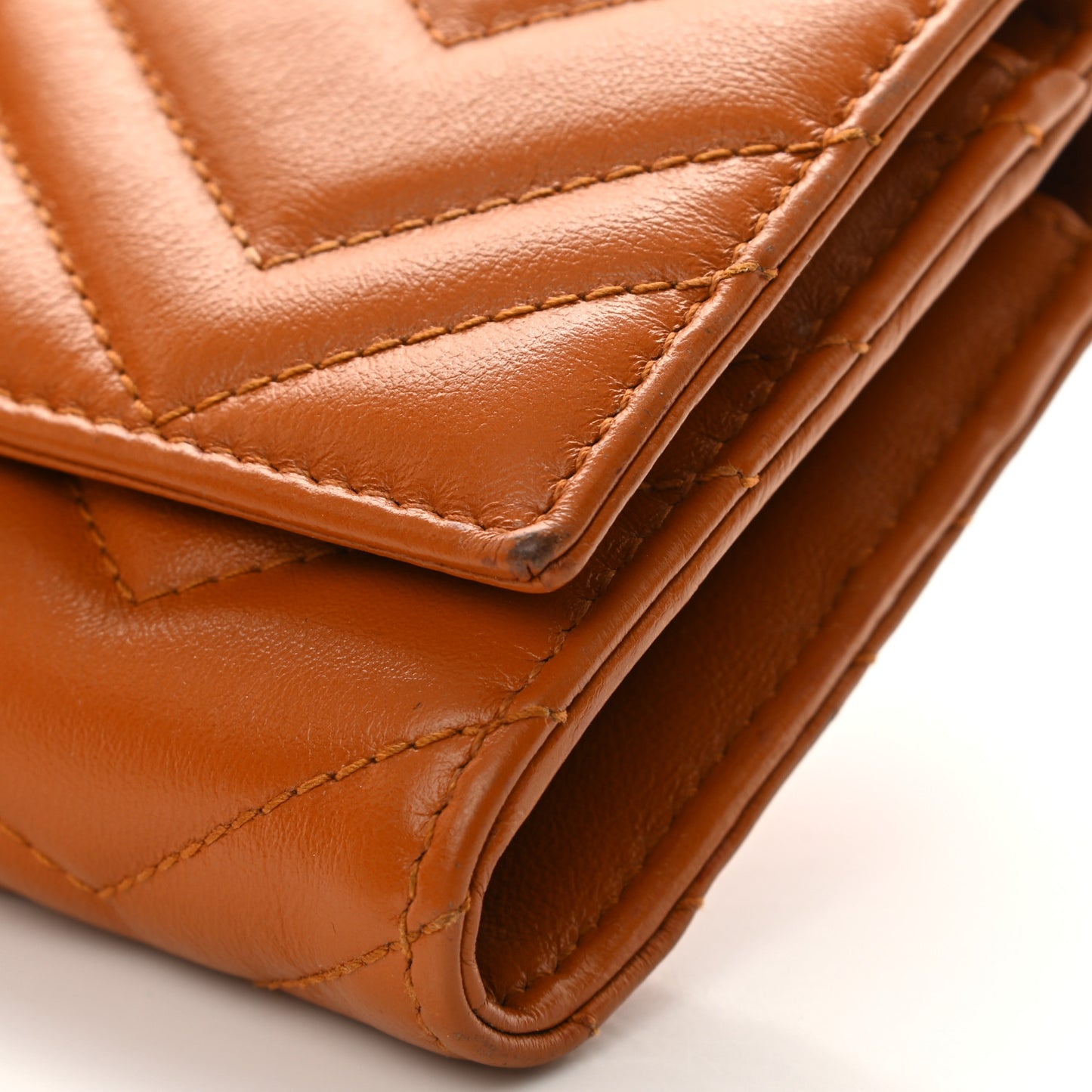 Calfskin Matelasse GG Marmont Continental Wallet Cognac