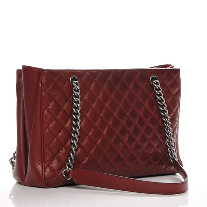 Chanel Caviar Quilted Medium Rock In Rome Tote Dark Red 4 of 9