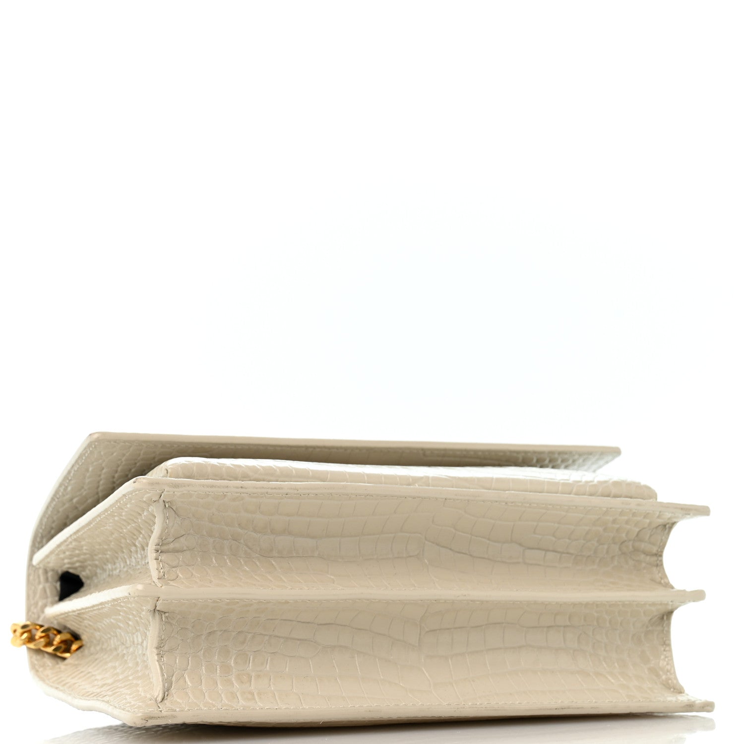 Saint Laurent Calfskin Crocodile Embossed Medium Monogram Sunset Blanc Vintage 4 of 12