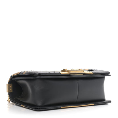Chanel Crocodile Python Calfskin Embossed Medium Boy Flap Black Gold 3 of 8