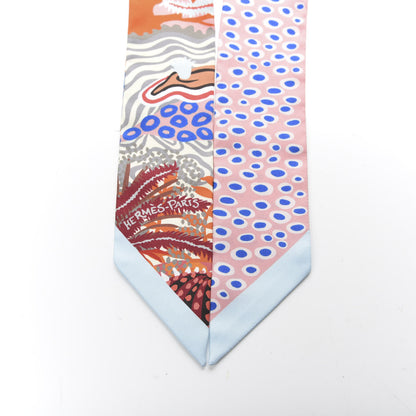 Hermes Silk Under The Waves Twilly Aqua Rose Poudre Brun 4 of 4