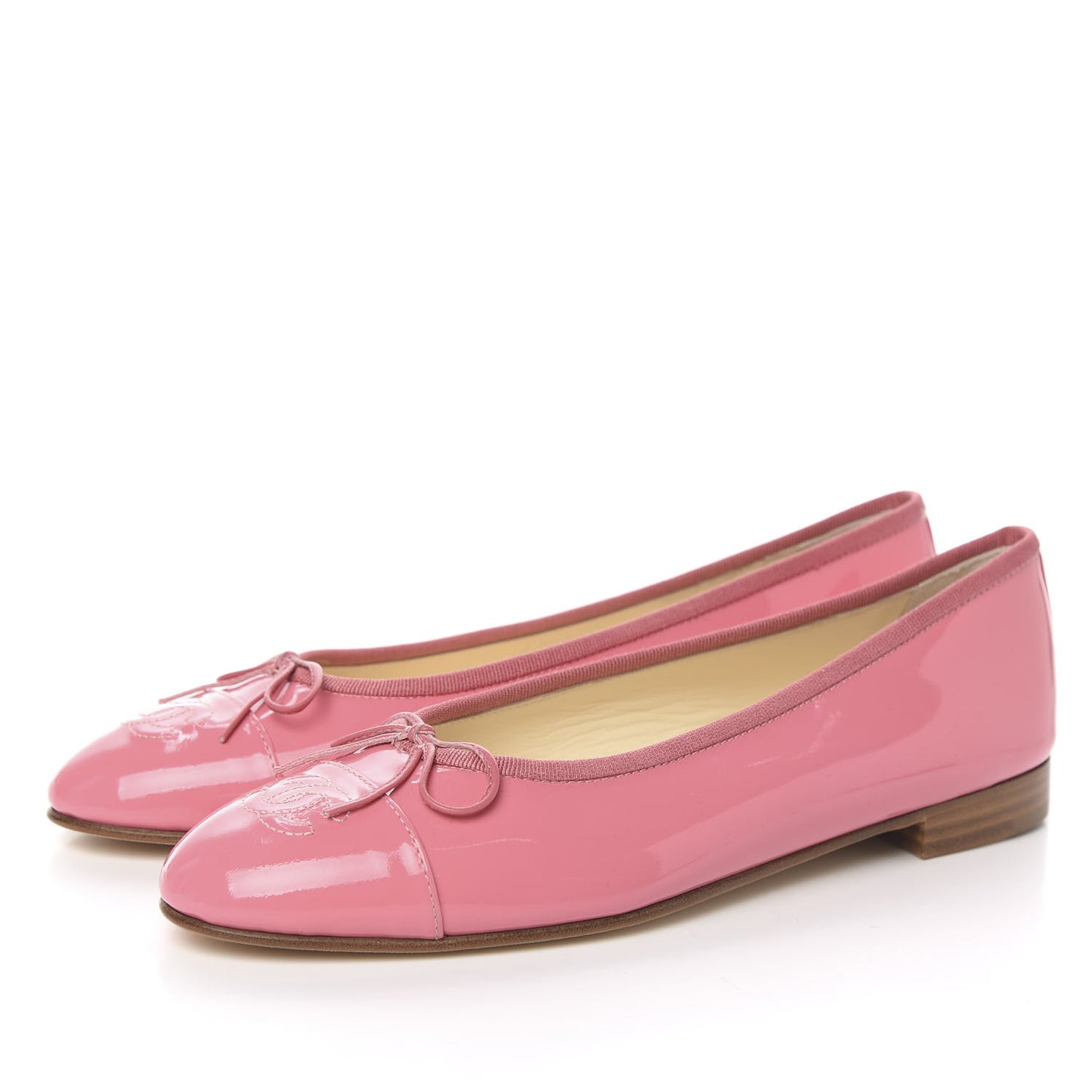 Patent CC Cap Toe Ballerina Flats 38.5 Light Pink