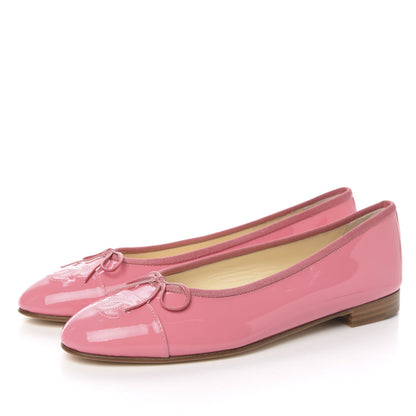 Chanel Patent CC Cap Toe Ballerina Flats 38.5 Light Pink 3 of 8