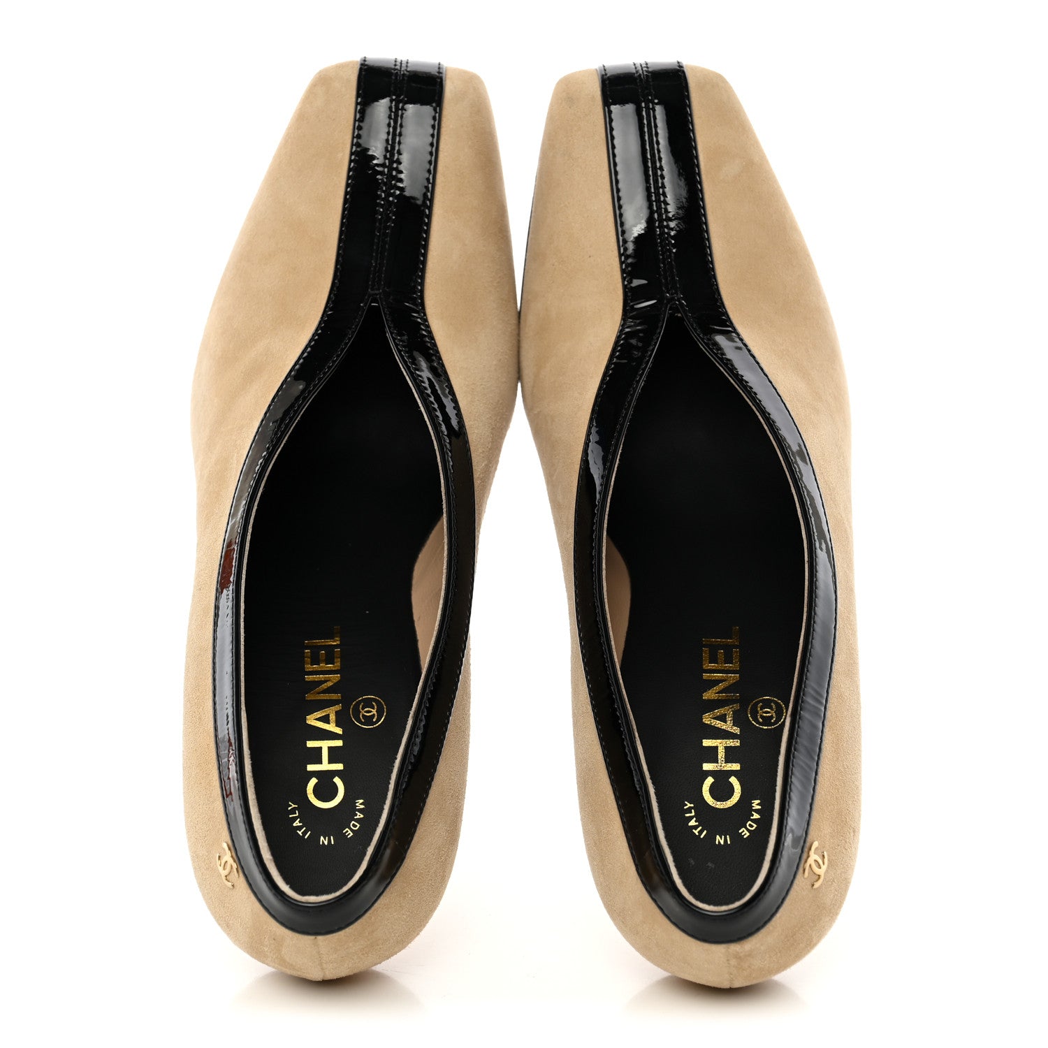 Chanel Suede Patent Calfskin Pumps 39.5 Beige Black 5 of 11