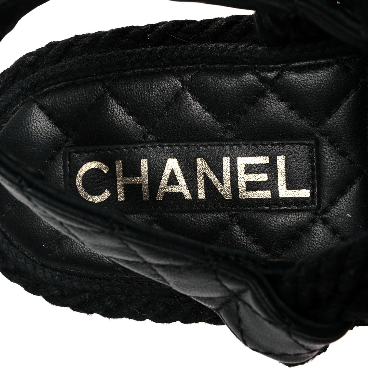 Chanel Cord Lambskin Quilted Logo Sandals 38 Black 8 of 8