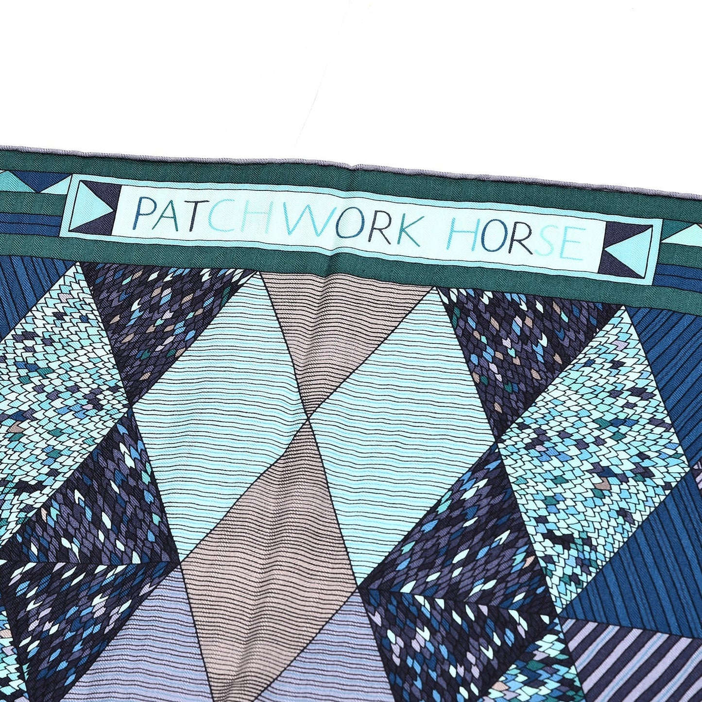 Cashmere Silk Patchwork Horse Shawl 140 Turquoise Vert Bleu