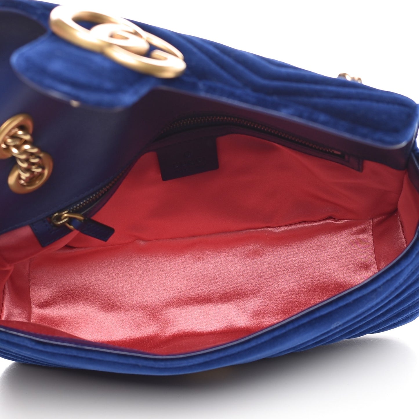 Velvet Matelasse Small GG Marmont Shoulder Bag Cobalt Blue