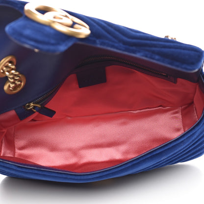 Gucci Velvet Matelasse Small GG Marmont Shoulder Bag Cobalt Blue 5 of 7