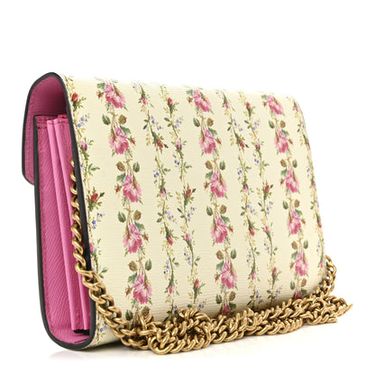Gucci Calfskin Floral Print Mini Dionysus Chain Wallet Ivory Pink 3 of 10